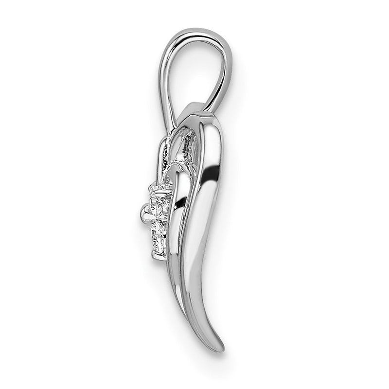 14k White Gold Polished Heart Real Diamond Pendant