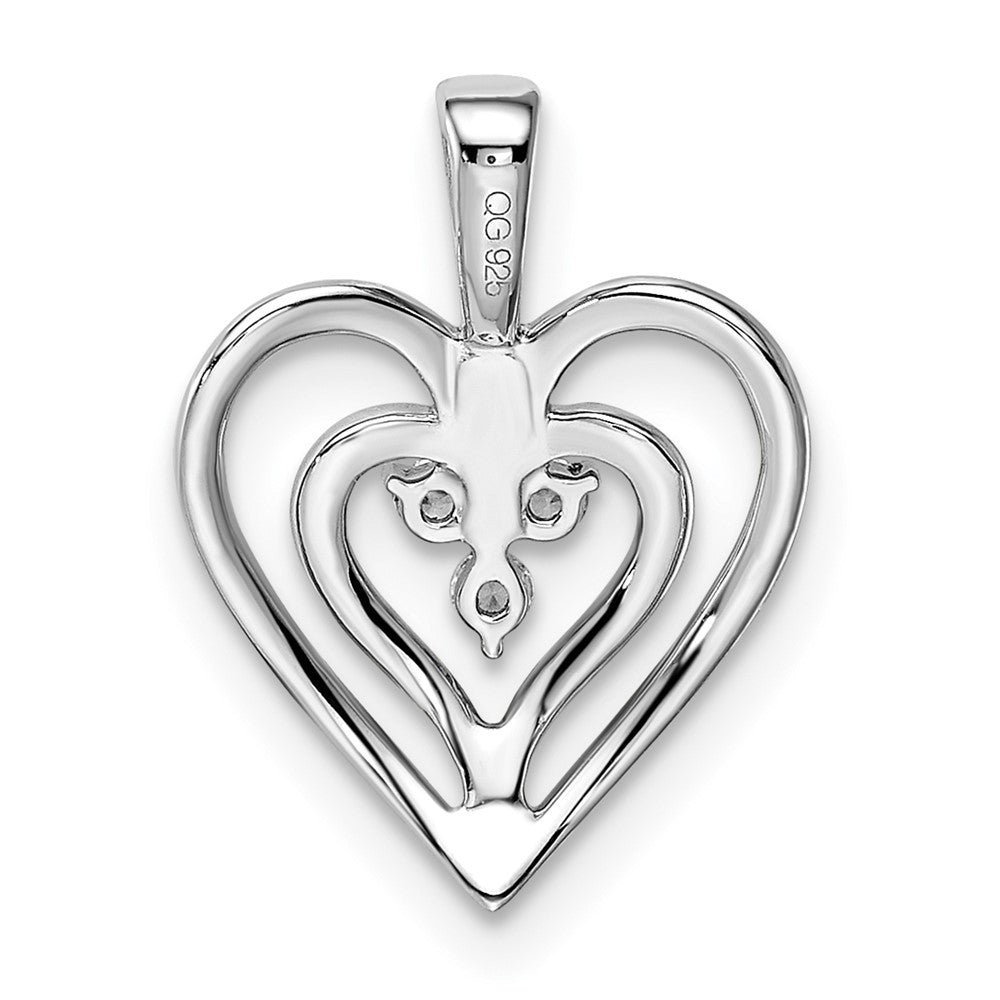 14k White Gold Polished Heart Real Diamond Pendant