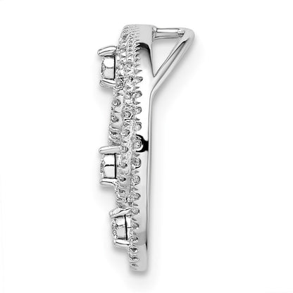 14k White Gold Polished Circles Real Diamond Chain Slide