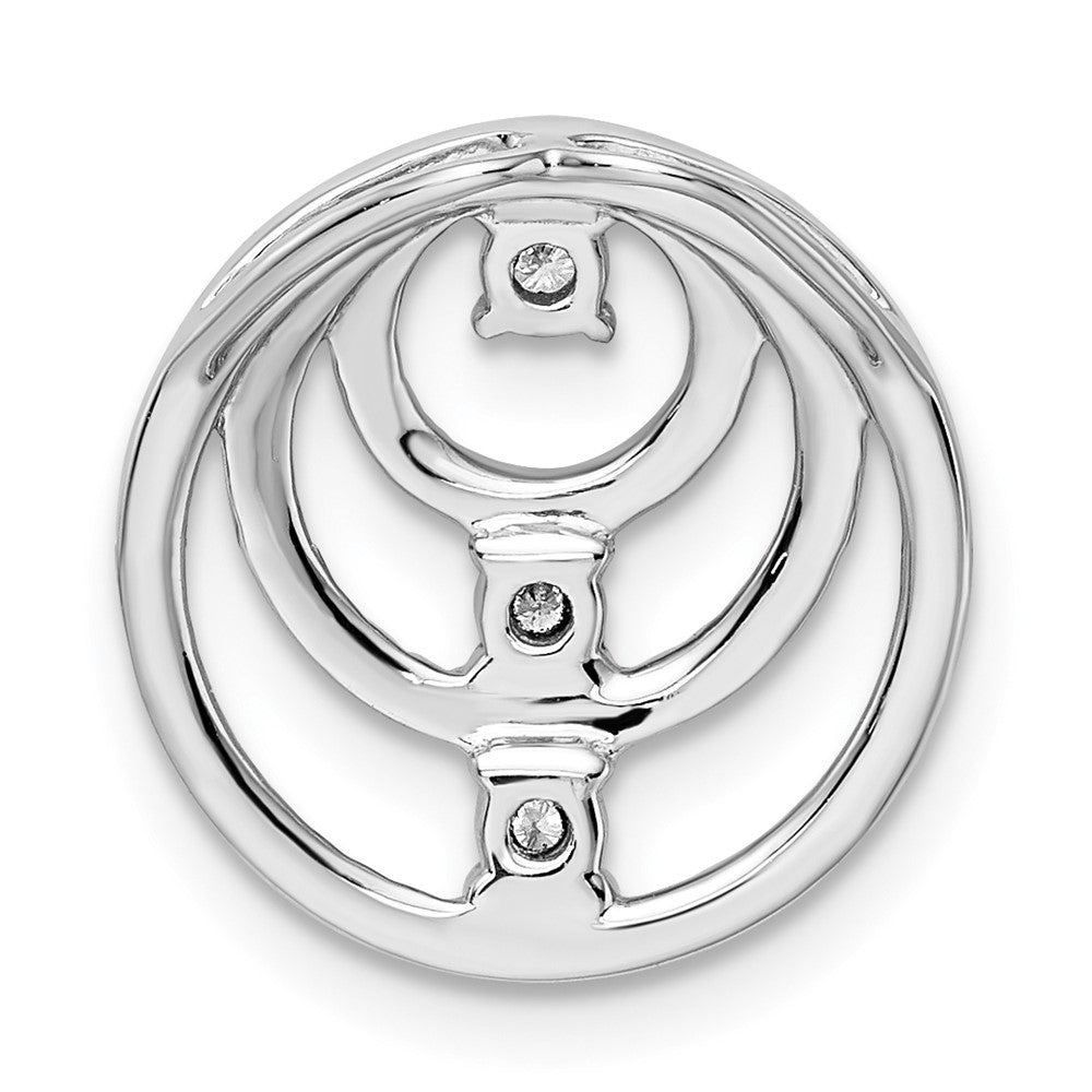 14k White Gold Polished Circles Real Diamond Chain Slide