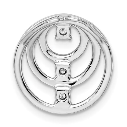 14k White Gold Polished Circles Real Diamond Chain Slide