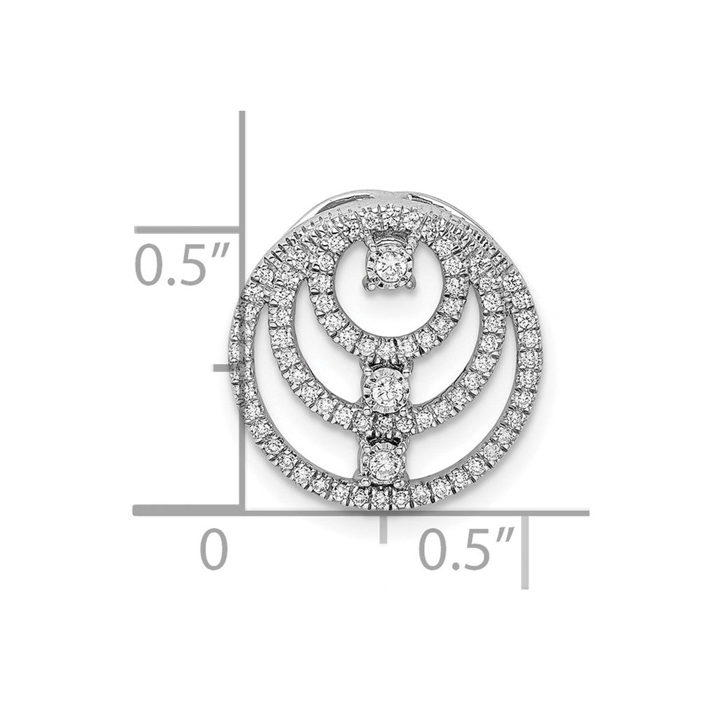 14k White Gold Polished Circles Real Diamond Chain Slide