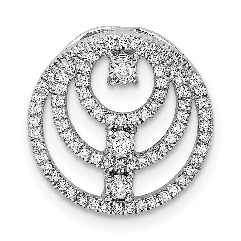 14k White Gold Polished Circles Real Diamond Chain Slide
