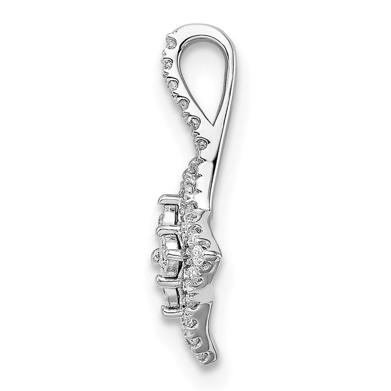 14k White Gold Polished Fancy Real Diamond Chain Slide