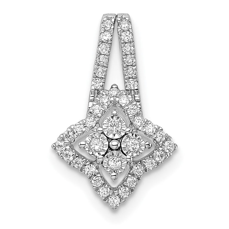 14k White Gold Polished Fancy Real Diamond Chain Slide