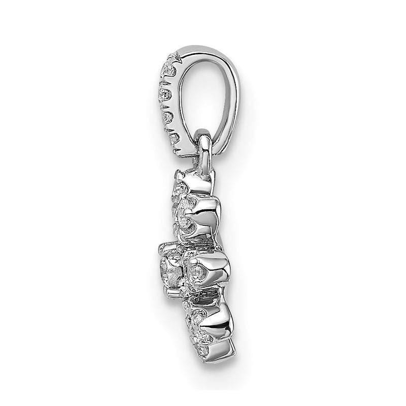 14k White Gold Polished Real Diamond Flower Pendant