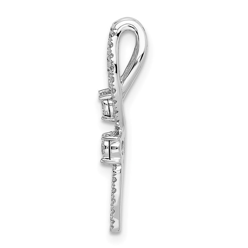 14k White Gold Real Diamond Chain Slide