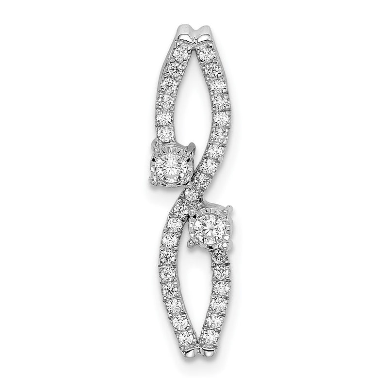 14k White Gold Real Diamond Chain Slide