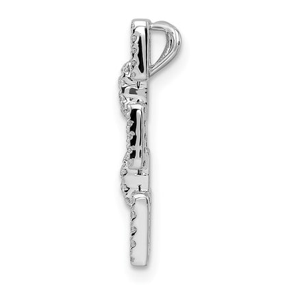 14k White Gold Square Real Diamond Dangle Chain Slide