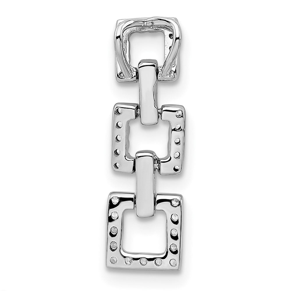 14k White Gold Square Real Diamond Dangle Chain Slide