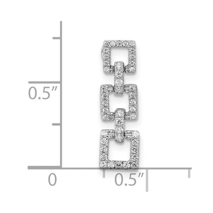 14k White Gold Square Real Diamond Dangle Chain Slide