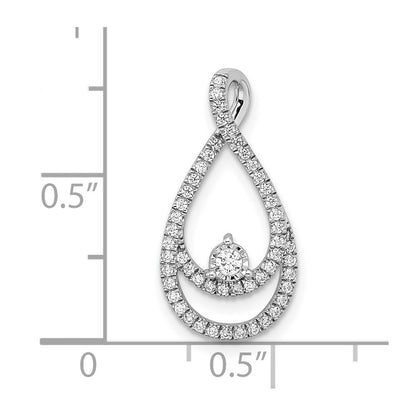 14k White Gold Real Diamond Teardrop Chain Slide
