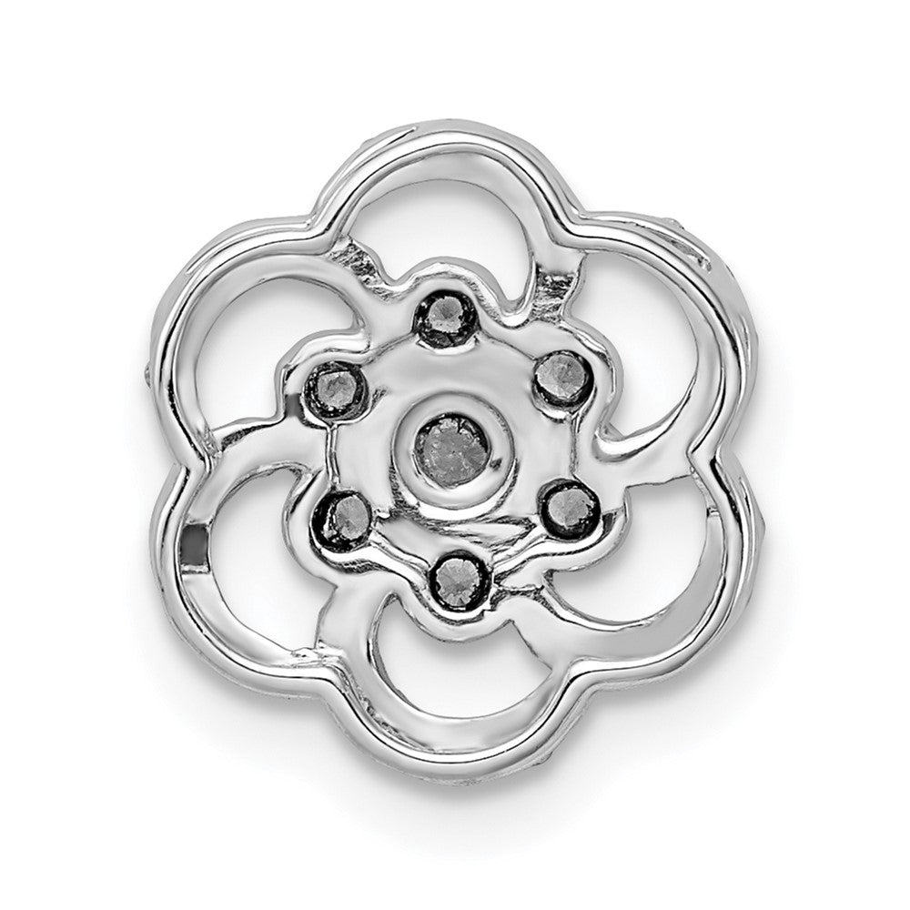14k White Gold Polished Real Diamond Flower Chain Slide