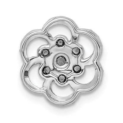 14k White Gold Polished Real Diamond Flower Chain Slide