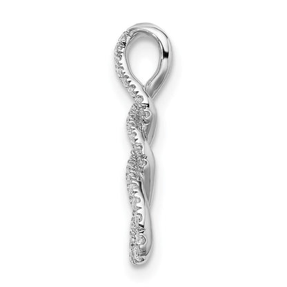 14k White Gold Real Diamond Twist Chain Slide