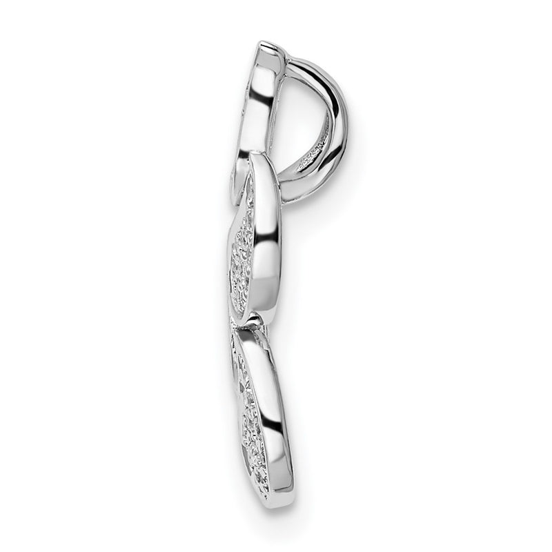 14k White Gold Polished Teardrop Real Diamond Chain Slide