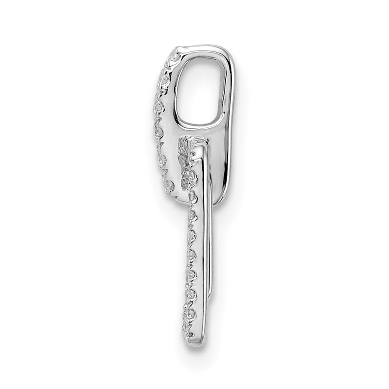 14k White Gold Polished Squares Real Diamond Pendant