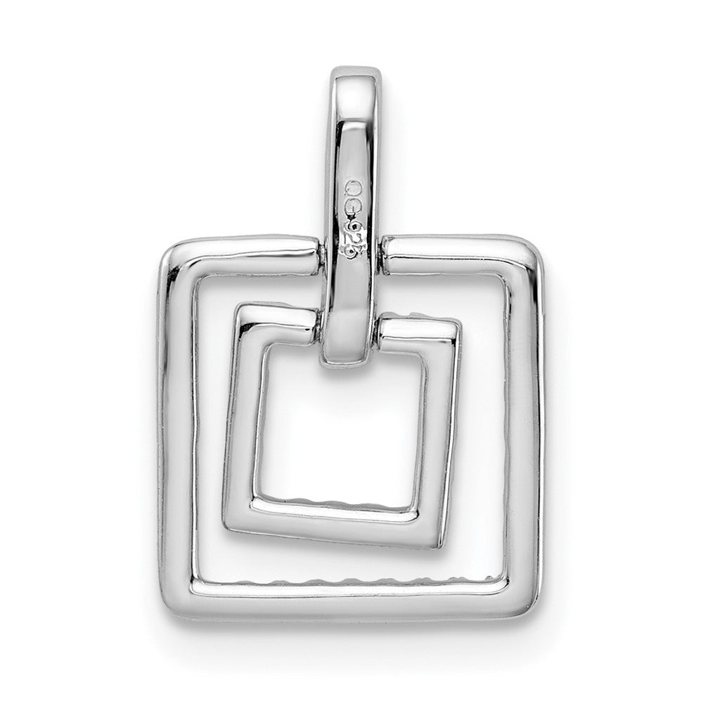 14k White Gold Polished Squares Real Diamond Pendant