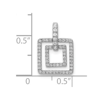 14k White Gold Polished Squares Real Diamond Pendant