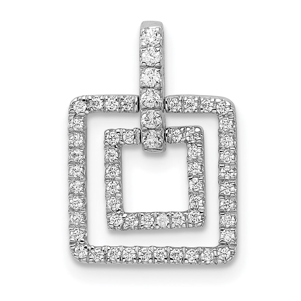 14k White Gold Polished Squares Real Diamond Pendant
