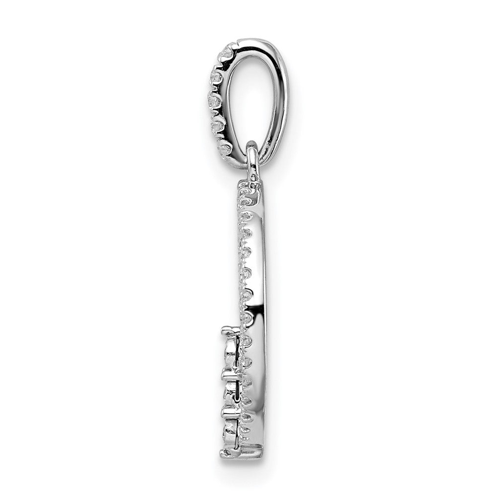 14k White Gold Circle Real Diamond Pendant