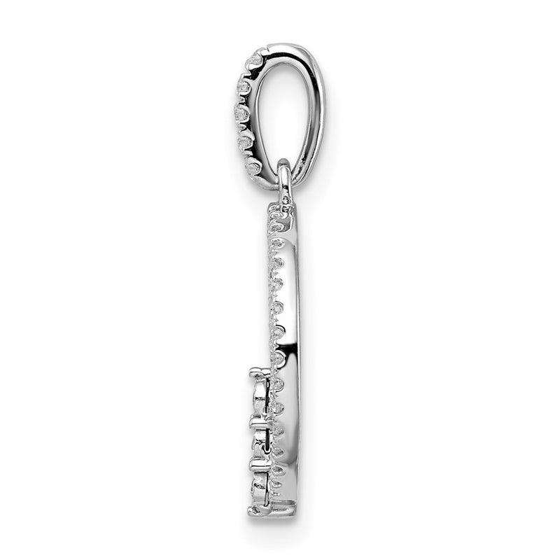 14k White Gold Circle Real Diamond Pendant