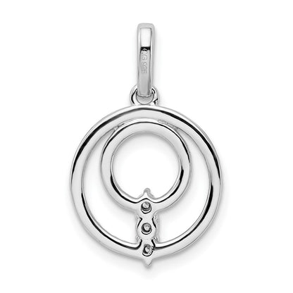 14k White Gold Circle Real Diamond Pendant