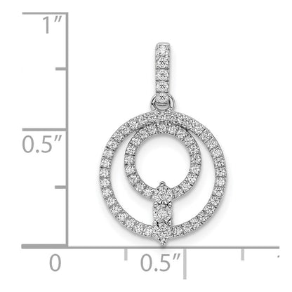 14k White Gold Circle Real Diamond Pendant