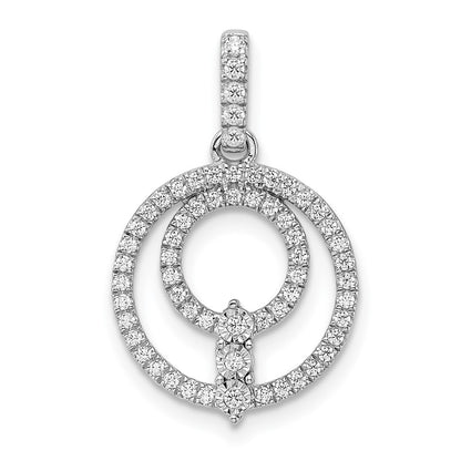 14k White Gold Circle Real Diamond Pendant
