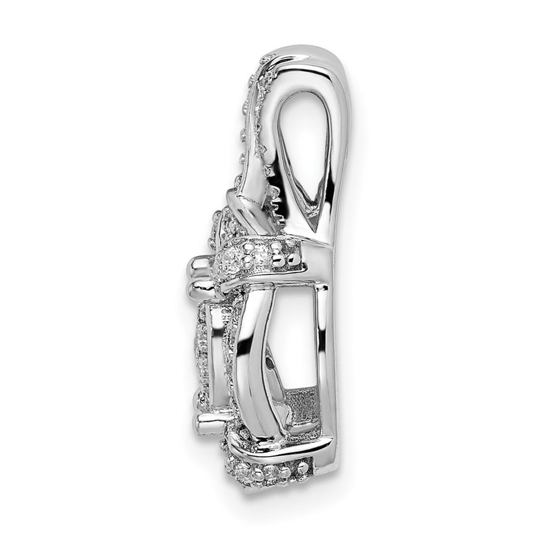 14k White Gold Fancy Vintage Real Diamond Chain Slide