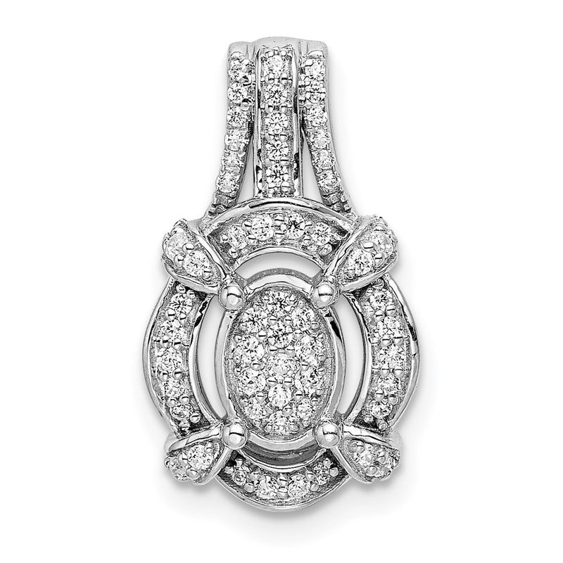 14k White Gold Fancy Vintage Real Diamond Chain Slide