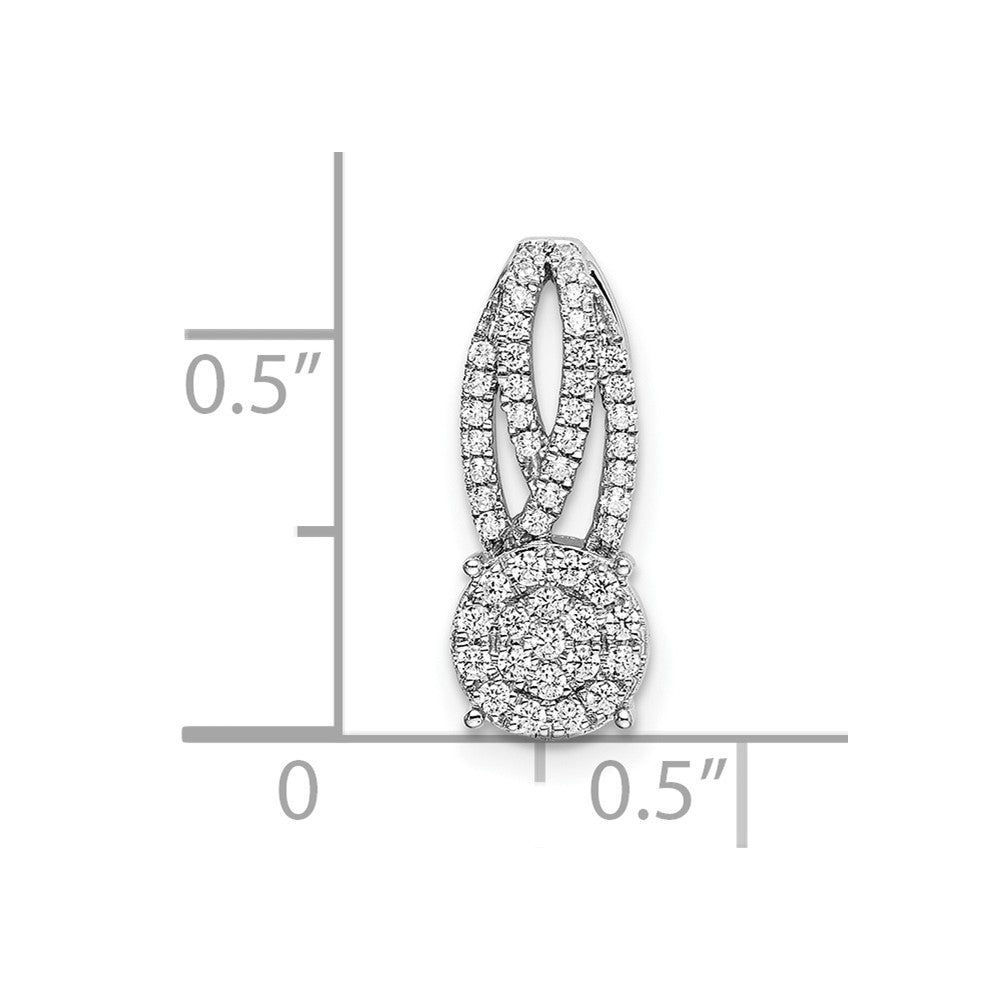 14k White Gold Fancy Vintage Real Diamond Chain Slide