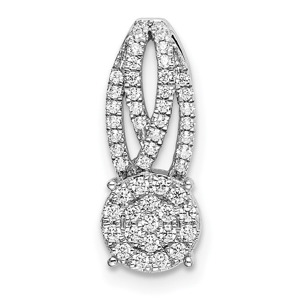 14k White Gold Fancy Vintage Real Diamond Chain Slide
