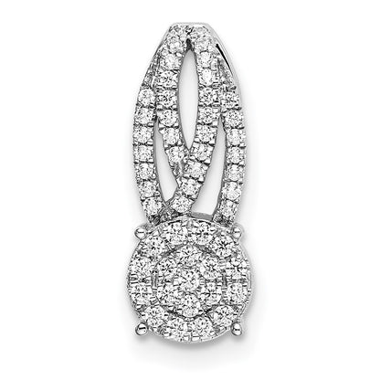 14k White Gold Fancy Vintage Real Diamond Chain Slide