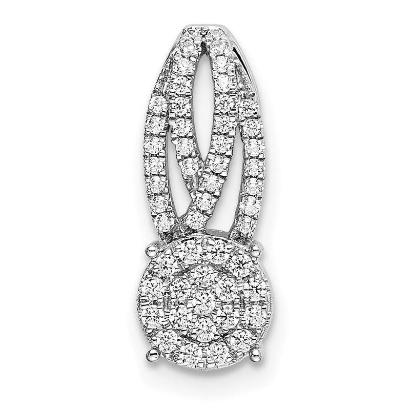14k White Gold Fancy Vintage Real Diamond Chain Slide