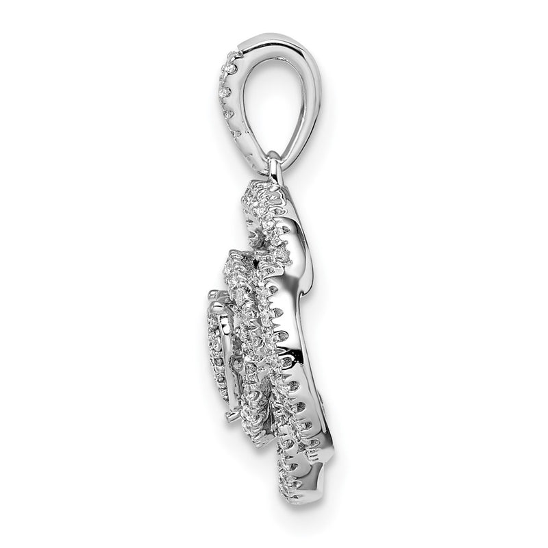 14k White Gold Floral Real Diamond Pendant