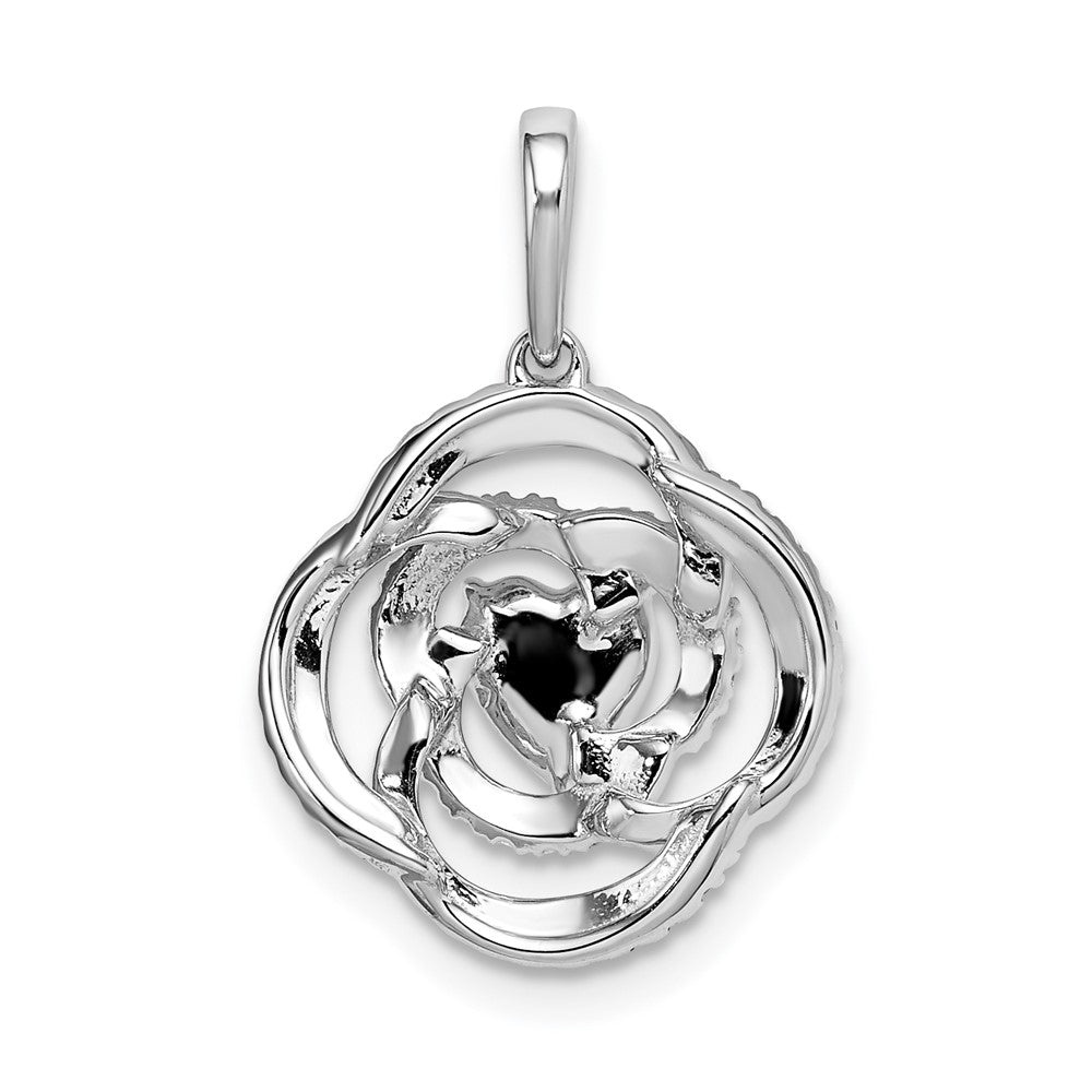 14k White Gold Floral Real Diamond Pendant