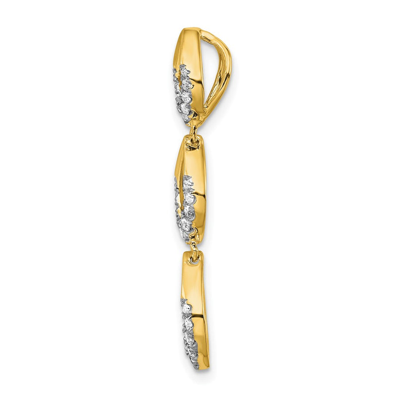 14K Yellow Gold Polished Dangle Real Diamond Chain Slide
