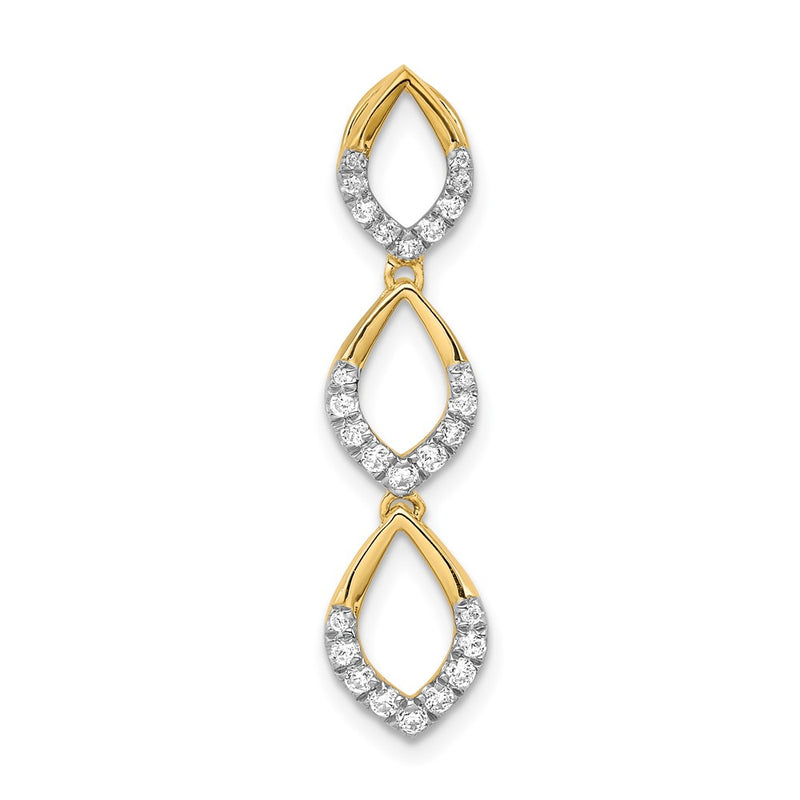 14K Yellow Gold Polished Dangle Real Diamond Chain Slide