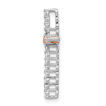 14k Two-Tone Gold White & Rose Real Diamond Cross Chain Slide