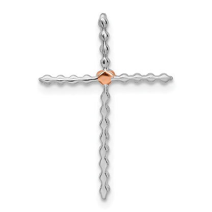 14k Two-Tone Gold White & Rose Real Diamond Cross Chain Slide