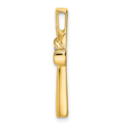 14K Yellow Gold Polished Real Diamond Cross Chain Slide
