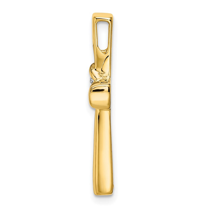 14K Yellow Gold Polished Real Diamond Cross Chain Slide
