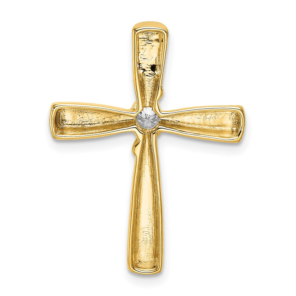 14K Yellow Gold Polished Real Diamond Cross Chain Slide
