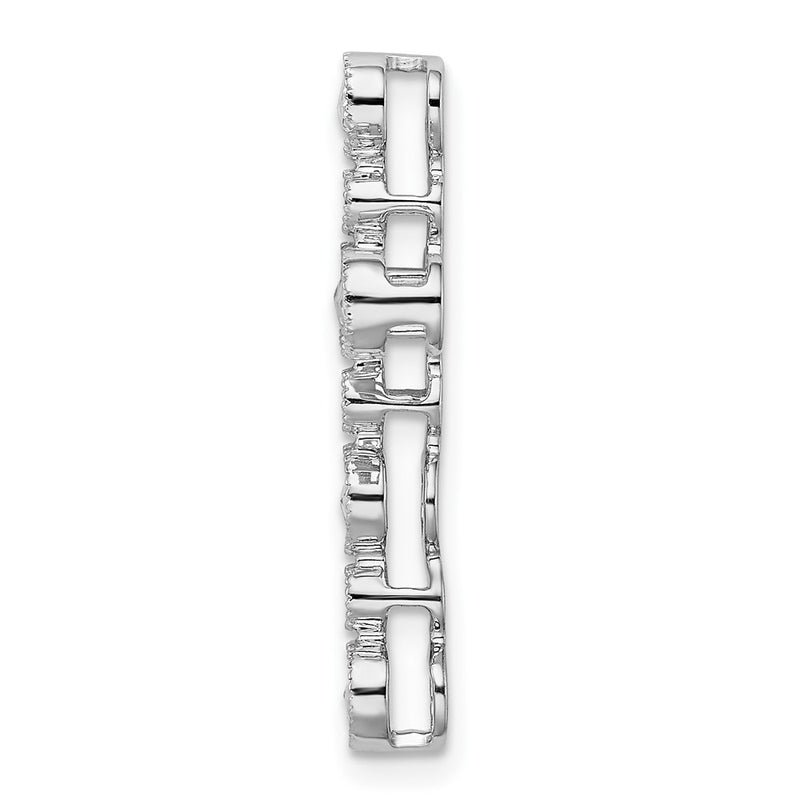 14k White Gold Bezel Real Diamond Cross Chain Slide