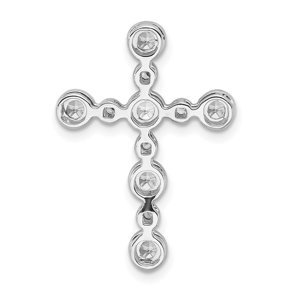 14k White Gold Bezel Real Diamond Cross Chain Slide