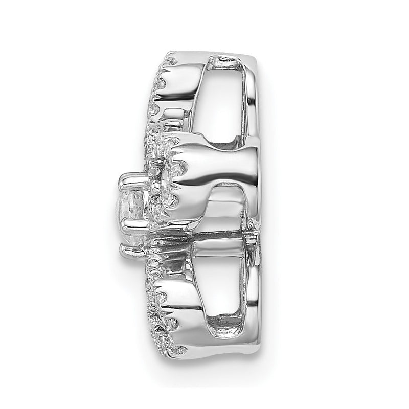 14k White Gold Real Diamond Flower Chain Slide