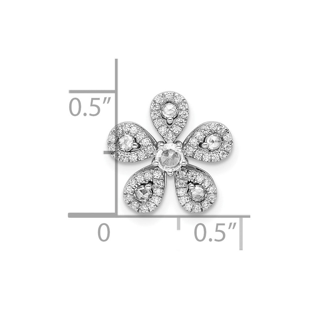 14k White Gold Real Diamond Flower Chain Slide