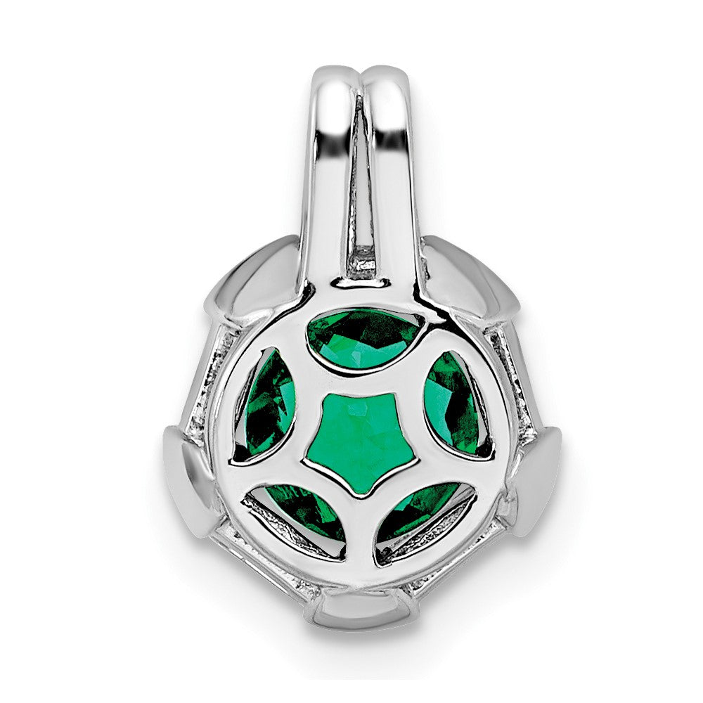14k White Gold Emerald and Real Diamond Chain Slide