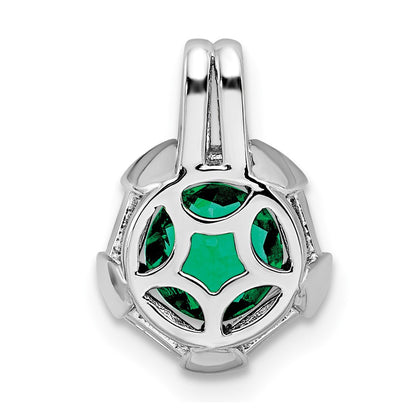 14k White Gold Emerald and Real Diamond Chain Slide